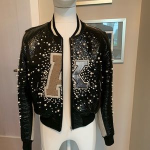 Aviu black patent studded jacket